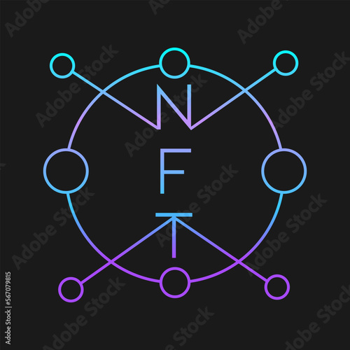 NFT technology line icon. Crypto Icon or Logo Symbol vector illustration