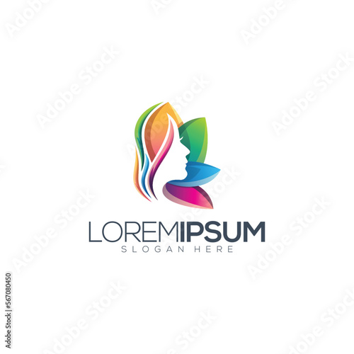 Awesome Colorful Woman Leaf Premium Logo Vector