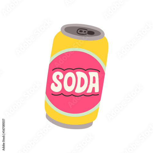Soda can. Hand drawn Vector of soft Drink in aluminum Cans. Carbonated water. Trendy illustration isolated