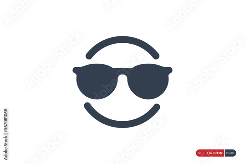 Simple Face with Glasses Icon isolated on White Background. Flat Vector Icon Design Template Element.
