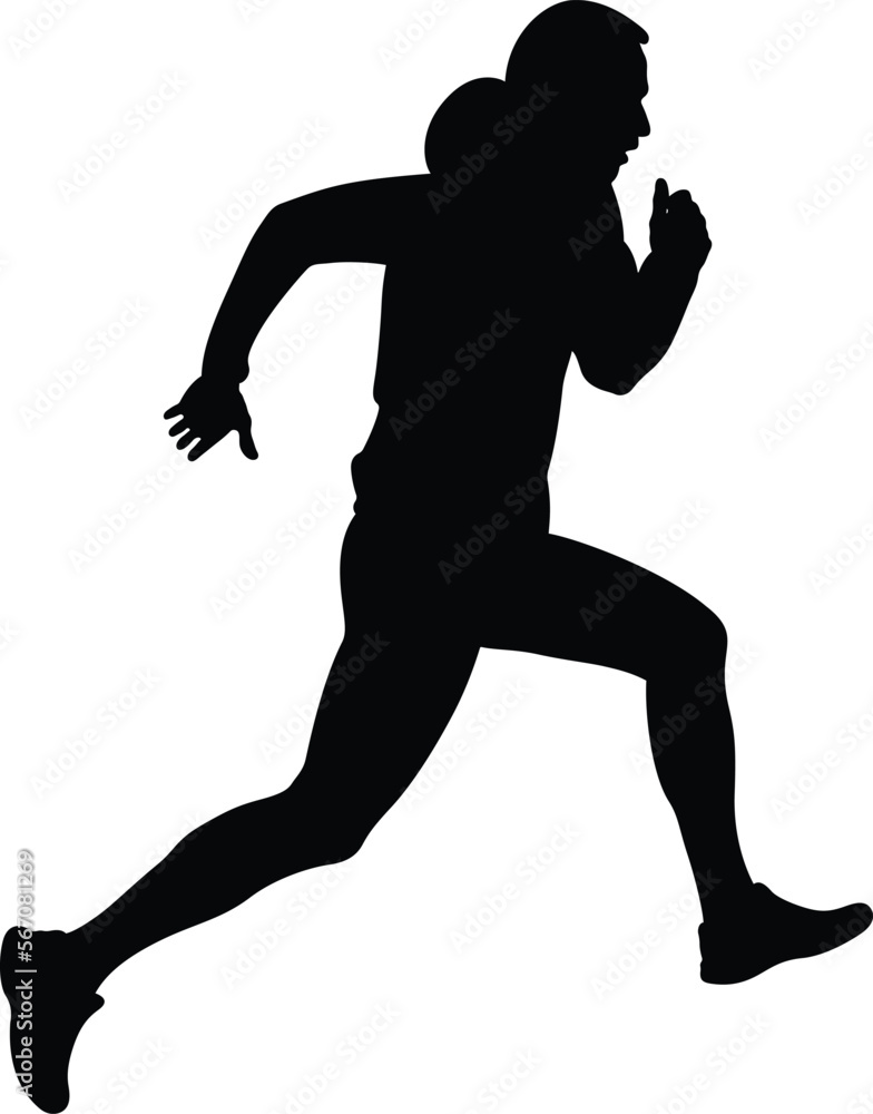 male athlete in hoodie running uphill male athlete in hoodie running uphill