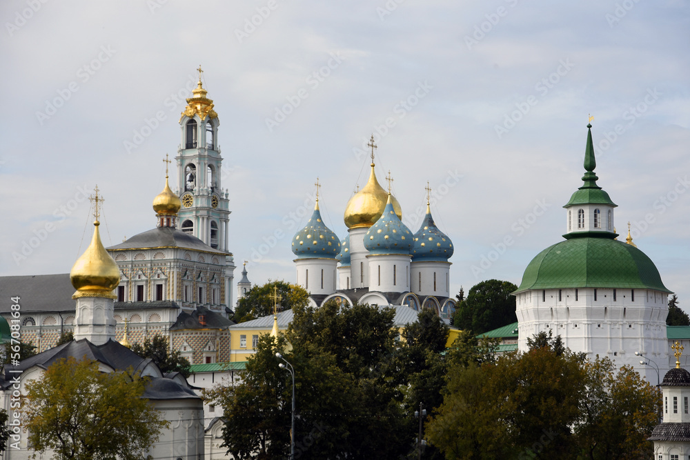 Architecture of Trinity Sergius Lavra, Sergiev Posad, Moscow region, Russia. Popular landmark.