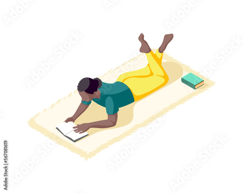 Reading Book Isometric Composition