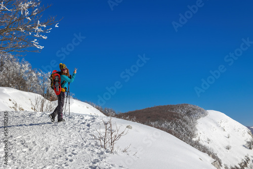 Snow hiker in the mountains, middle aged woman © Gennaro Leonardi