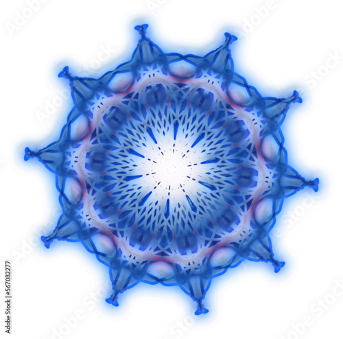 A translucent mandala of the upper chakra melted with metallic reflections. Isolated on transparent. png format.