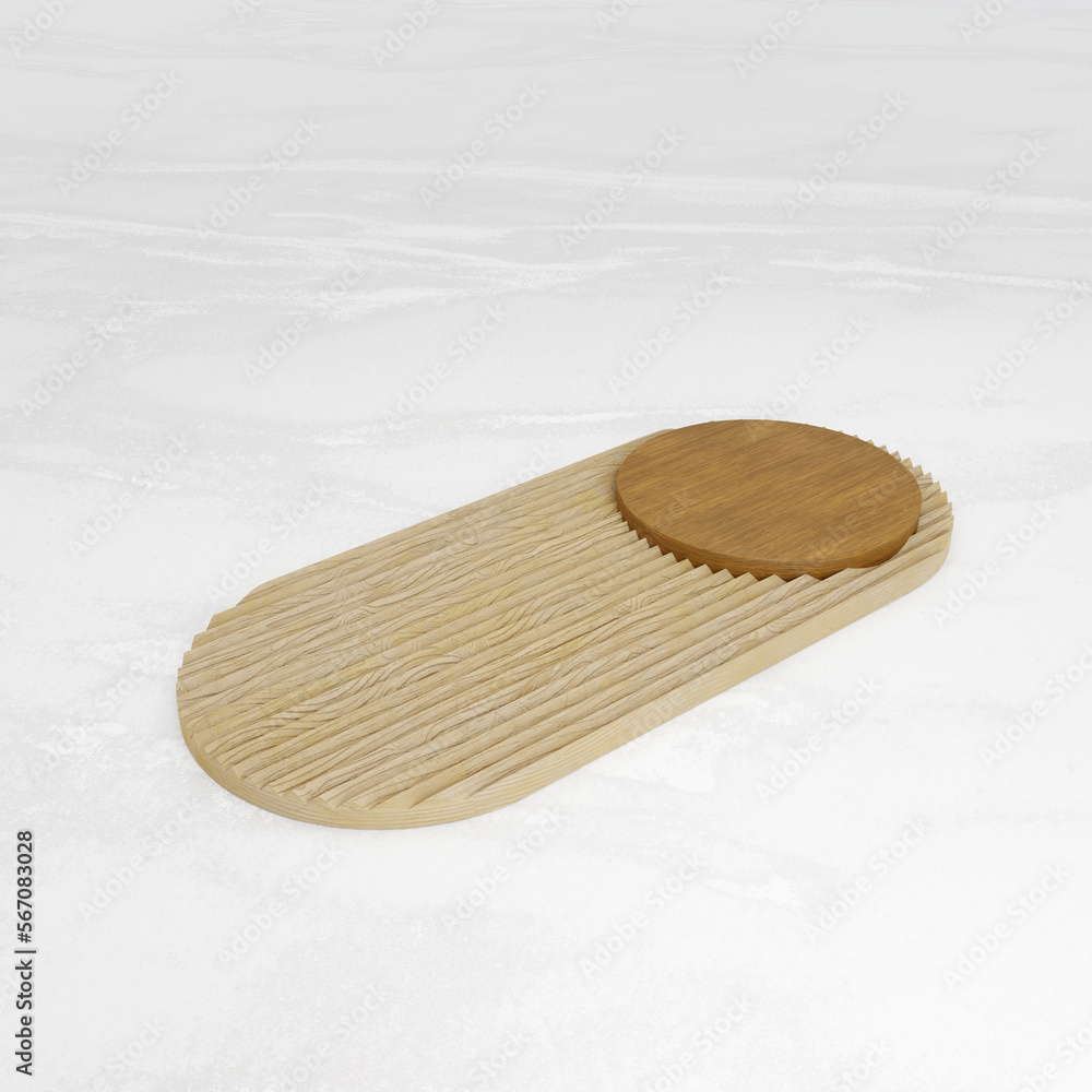 3D rendering Modern Wood Cutting Board Empty for Cup And Snack o 3D rendering Modern Wood Cutting Board Empty for Cup And Snack o