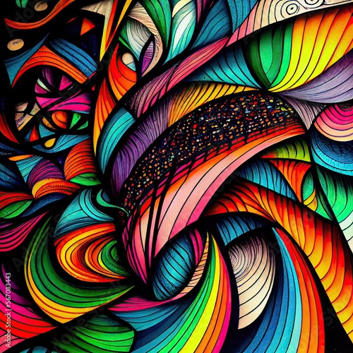Wallpaper Mural Psychedelic abstract interweaving shades, background, colorful - generative ai  Torontodigital.ca