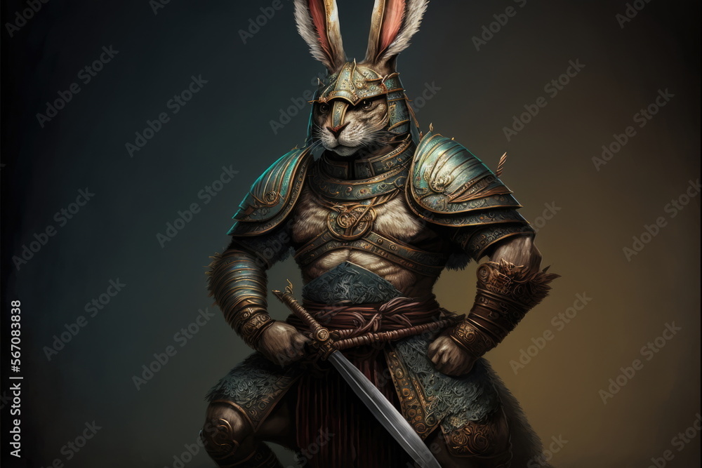 rabbit warrior, bunny, Made by AI,Artificial intelligence rabbit warrior, bunny, Made by AI,Artificial intelligence