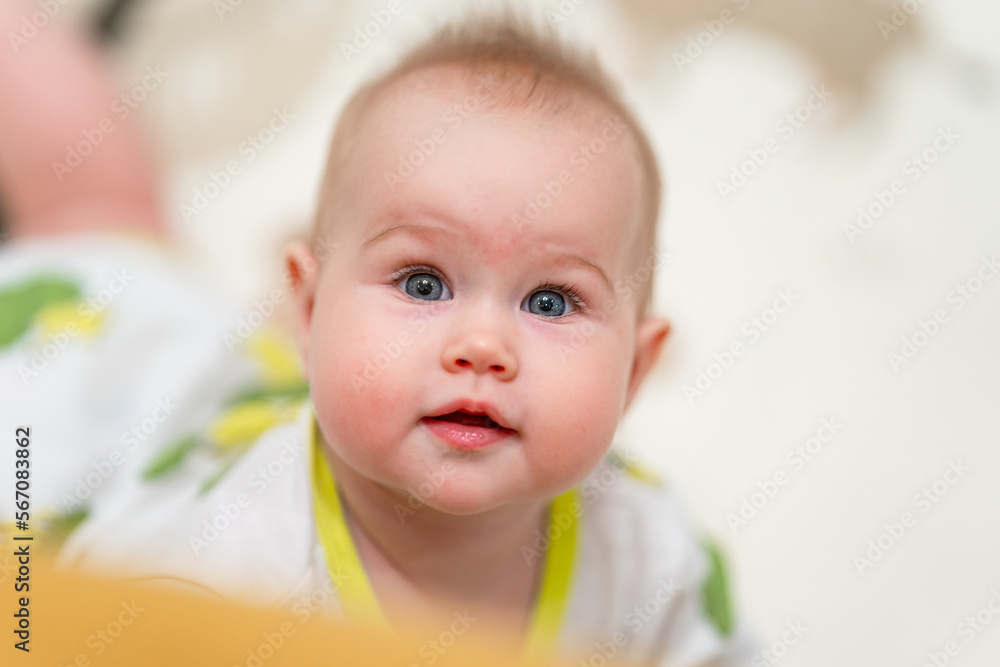 Portrait of a charming Caucasian baby at home Portrait of a charming Caucasian baby at home