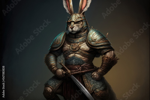 rabbit warrior, bunny, Made by AI,Artificial intelligence