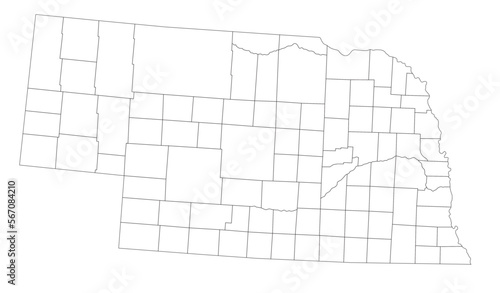Highly Detailed Nebraska Blind Map.