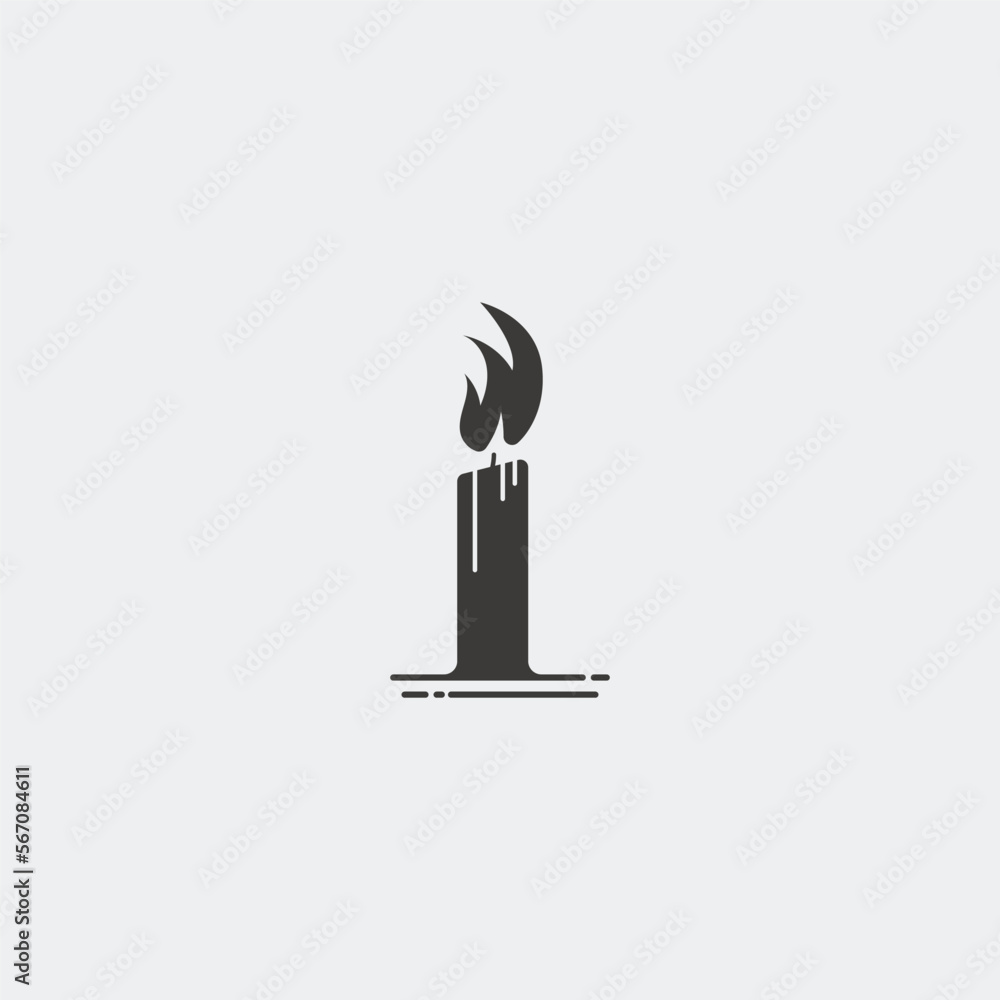 Fototapeta premium Burning Candle Vector Logo Template in Simple Flat Style.