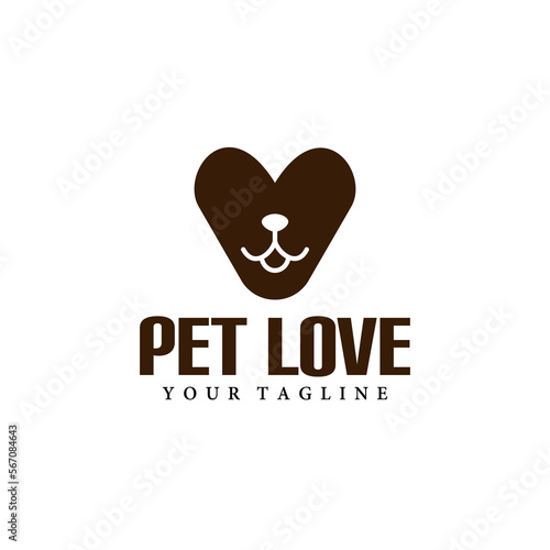 Love Cat or Dog Paw Print, Pet Logo Design Template
