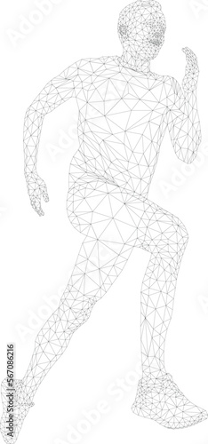 man runner athlete run. polygon wireframe vector