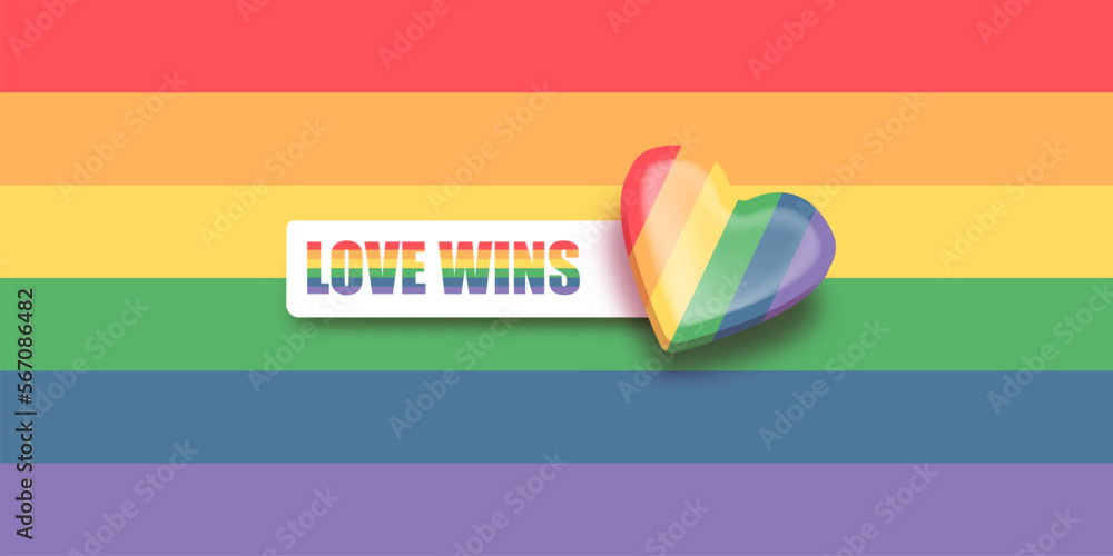Love wins lettering for Pride month celebration with rainbow flag ...