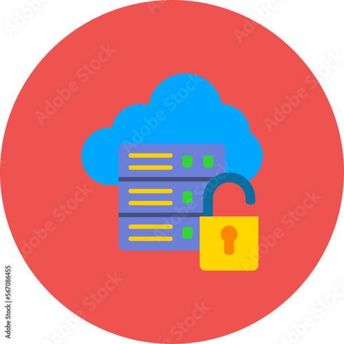 Unsecure Server Multicolor Circle Flat Icon