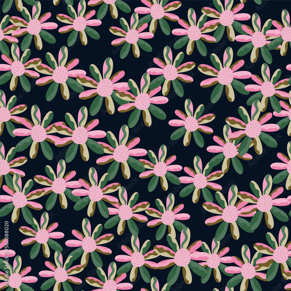 Seamless pattern with decorative flowers. Floral vector background.