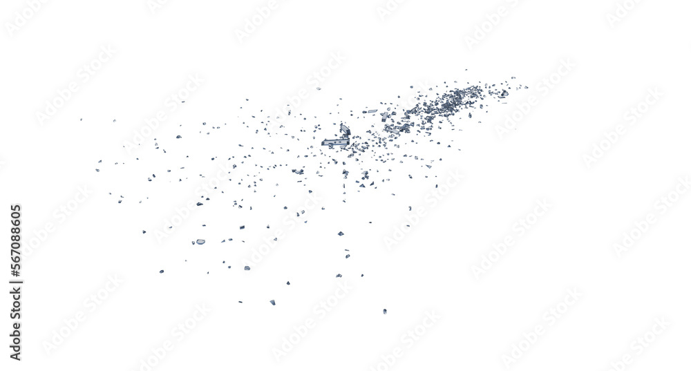 Shattered glass debris isolated transparent background 3d rendering
