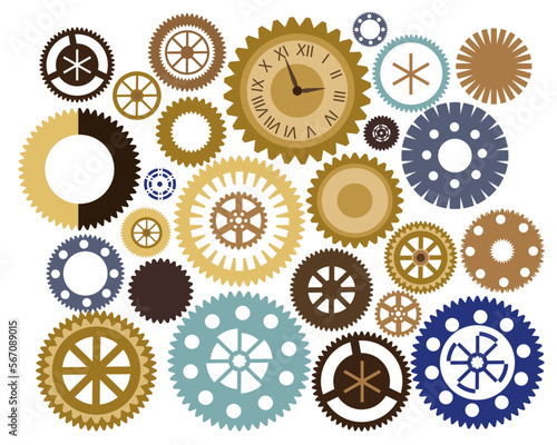 Collection of time machine gears and clockwheels 