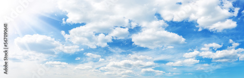 Fototapeta Naklejka Na Ścianę i Meble -  Panoramic view of the sky with beautiful cloudscape in sunny day.