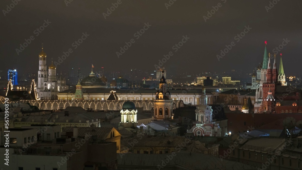 moscow kremlin evening night landscape