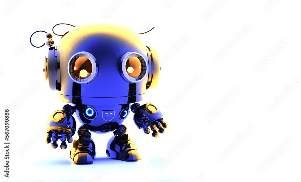 Generated AI robot with big round head Generated AI robot with big round head