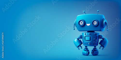 Vintage style cute robot in blue color on blue © galyna_p