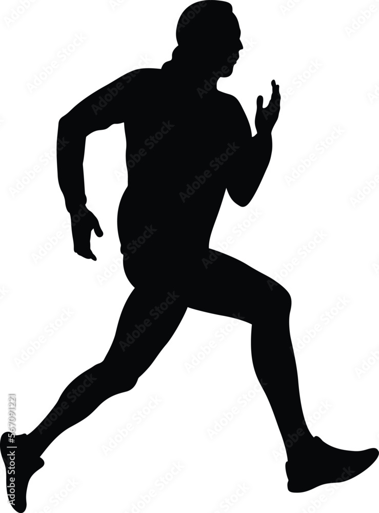 male runner black silhouette running