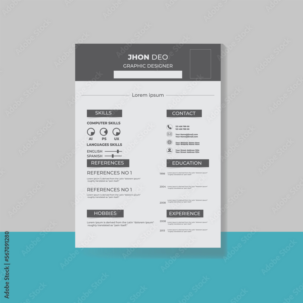 Obraz premium Professional CV resume template design and letterhead