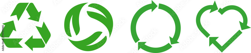 Recycling.Set recycle icons sign.Recycle logo or symbol.Green icons for packaging , recycling.ecology, eco friendly, environmental management symbols.Most used recycle signs vector. Recycling.Set recycle icons sign.Recycle logo or symbol.Green icons for packaging , recycling.ecology, eco friendly, environmental management symbols.Most used recycle signs vector.
