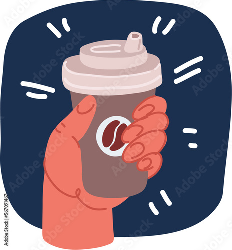 Cartoon vector illustration of Hands with coffee paper cup