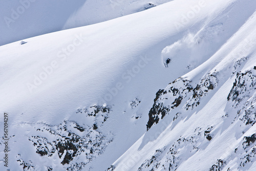 A man skiing in the Stuben, Austria backcountry. photo