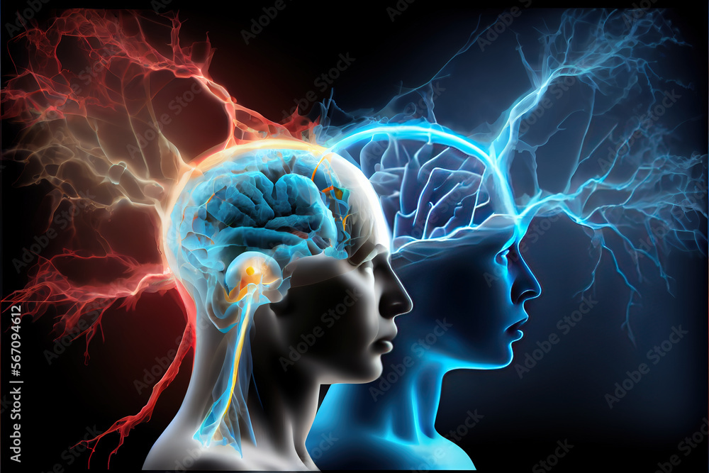 Neurological stimulation or telepathy .Generative AI - obrazy, fototapety, plakaty 