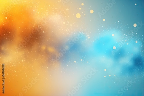 easter smoke  light blue and light orange and yellow  with shiny glitter particles abstract background