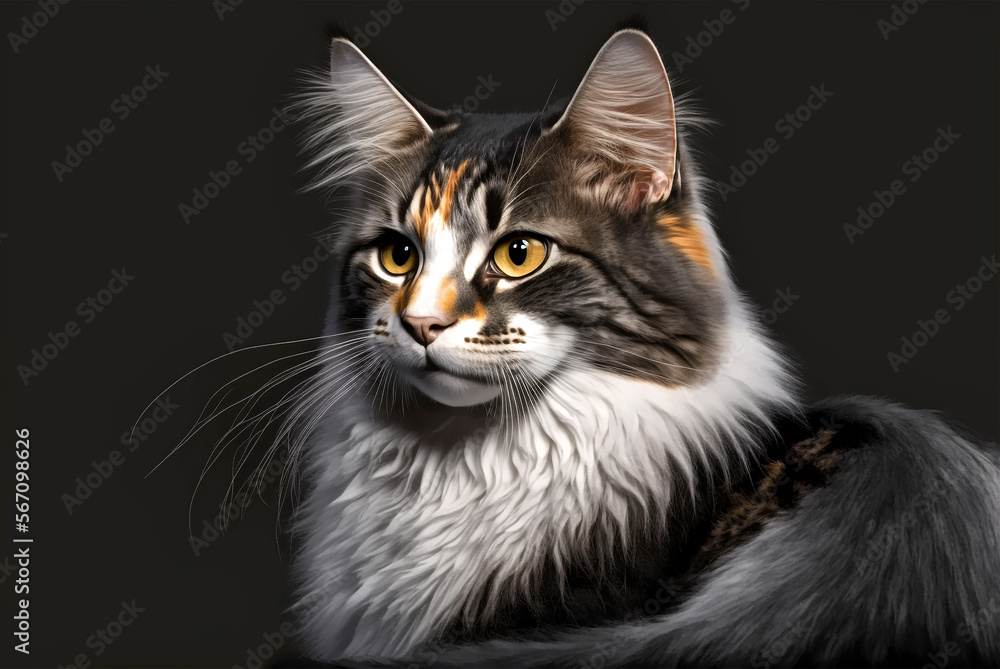 tabby cat with yellow eyes with isolated brown background generative ai illustration tabby cat with yellow eyes with isolated brown background generative ai illustration