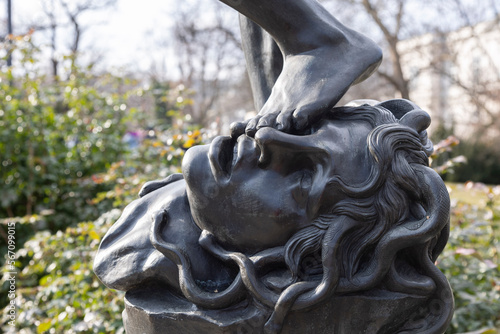 Medusa's head under the foot of Neptune, Ujazdowski Park, Warsaw, Poland