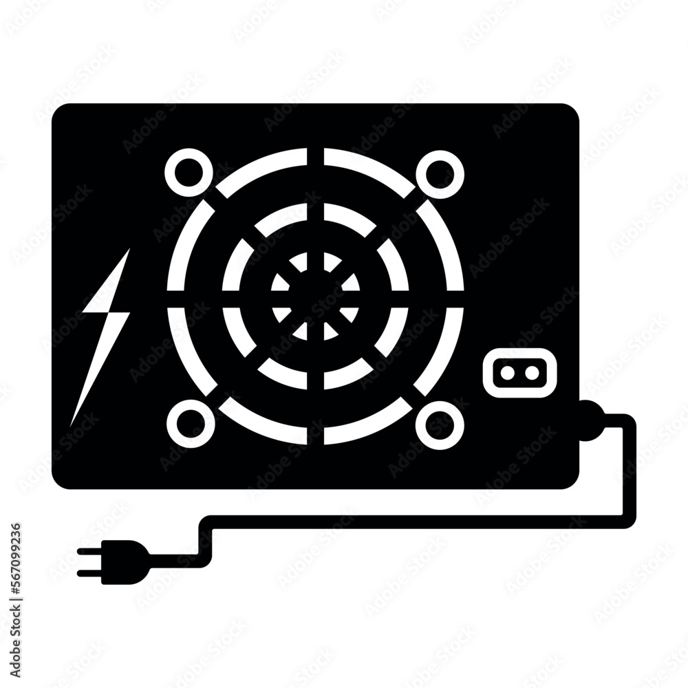 Computer Power supply icon outline or line style vector illustration
