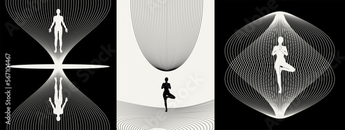 Vector set of  minimalistic   background. Creative abstract artwork with hand drawn silhouette . Template for card, poster, banner, print for t-shirt, social media.