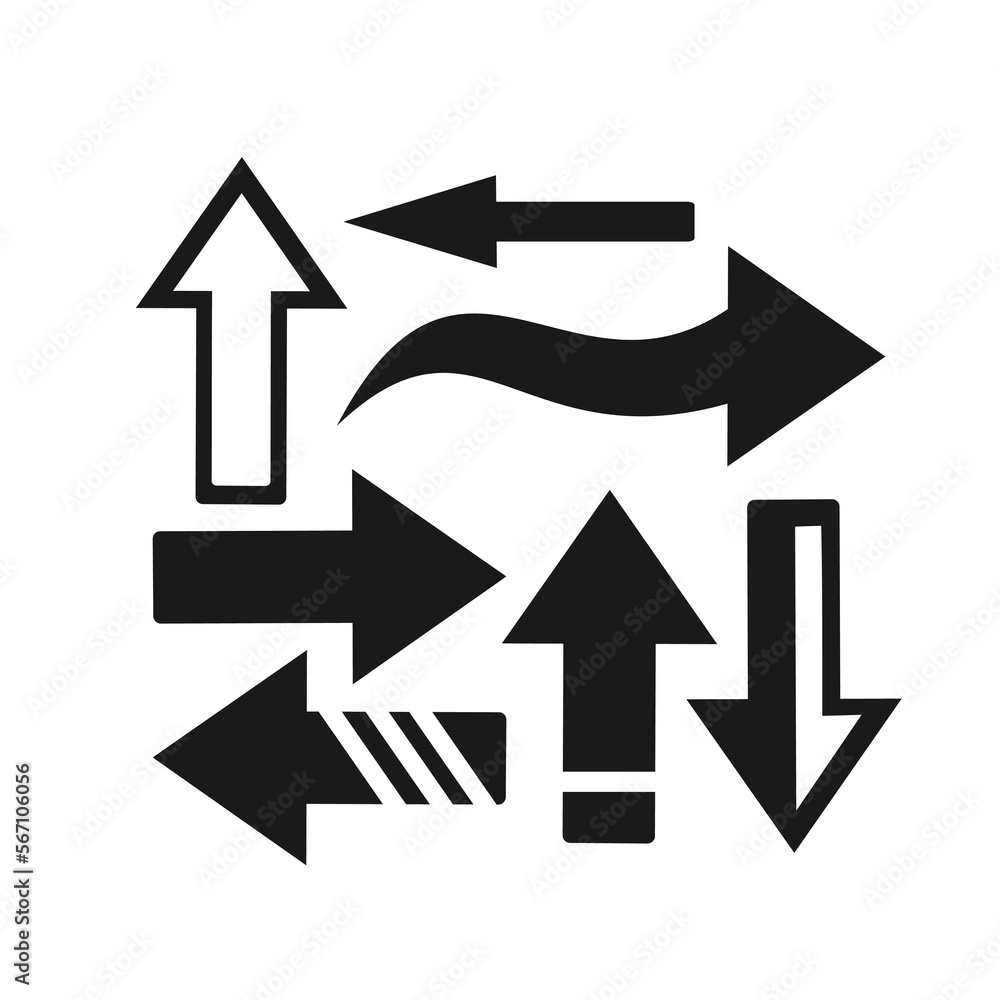 Vector illustration, set of arrow icons. Vector illustration, set of arrow icons.