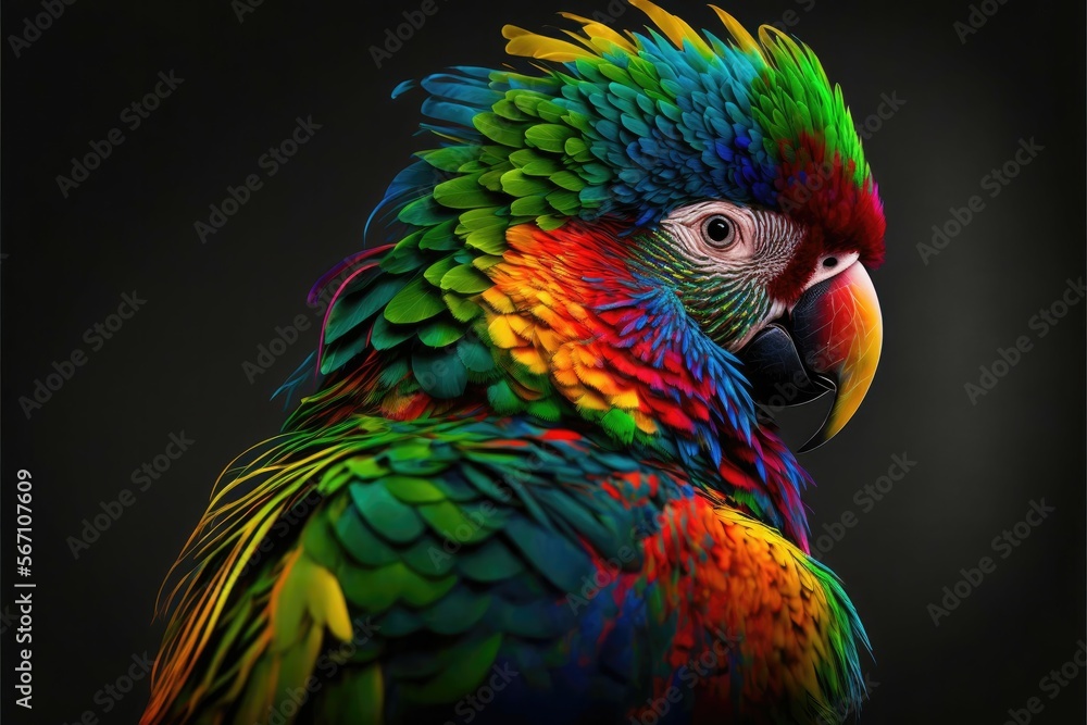 Parrot with colorful feathers. Generative AI