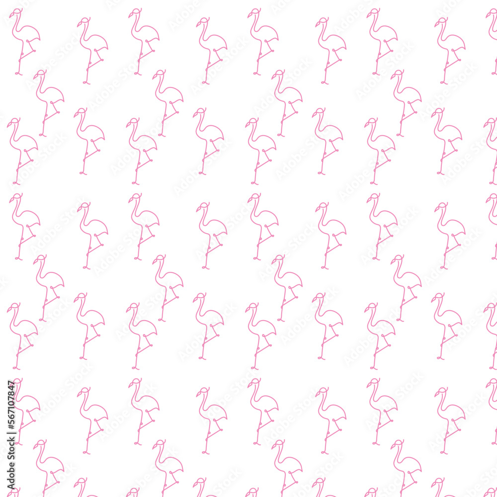 Background with illustration of flamingos in pink color.