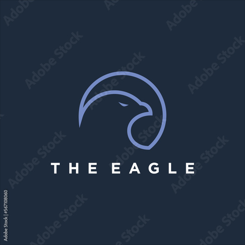 Line art eagle head simple logo vector