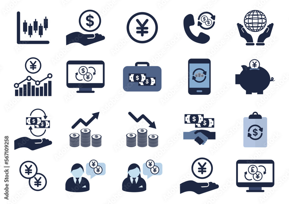 finance and investment flat icon element set