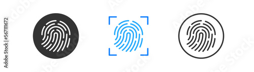 Fingerprint icon on light background. Touch ID symbol. Secure, unlock, crime concept. Scan fingerprint. Outline, flat, and colored style. Flat design. Vector illustration.