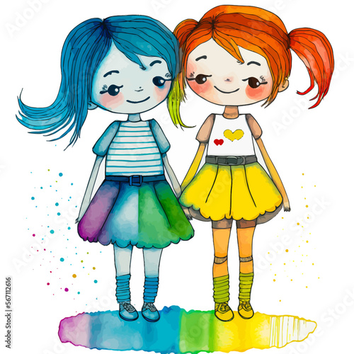 Joyful lesbian couple married on a romantic day, celebrating LGBT freedom & rights. Perfect for illustrating equality & love.