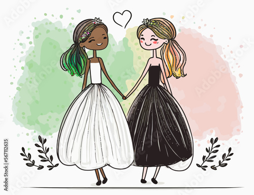 Lovebirds tying the knot on their wedding day, a romantic scene supporting freedom for LGBT and gay rights. #LGBT #love