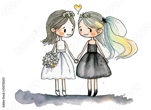 The love between two lesbians at their wedding celebrating LGBT freedom and inclusion. A romantic scene for everyone who loves a good story.