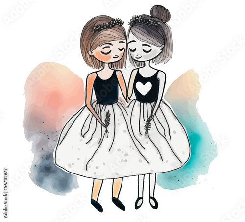 Smiling lesbian couple celebrating their marriage in a romantic moment, embodying freedom & LGBT causes.