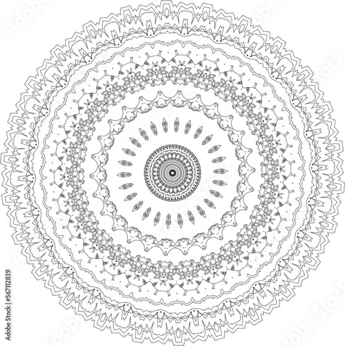 Round pattern with a black outline. Vector file for designs.