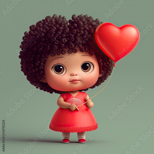 Cute Cartoon Girl holding a...